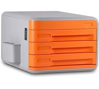 Gabinete con cajones de escritorio, almacenamiento de archivos planos, con bloqueo de código digital y diseño de portalápices(Orange)