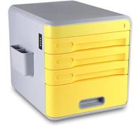 Gabinete con cajones de escritorio, almacenamiento de archivos planos, con cerradura de código digital, plástico ABS respetuoso con el medio ambiente, amarillo/naranja(Yellow)