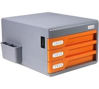 Gabinete con cajones de escritorio for almacenamiento de archivos planos, tamaño 11,8 x 14,9 x 8,2 pulgadas, con bloqueo de código digital y diseño de portalápices(Orange)