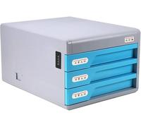 Gabinete con cajones de escritorio for almacenamiento de archivos planos, tamaño 11,8 x 14,9 x 8,2 pulgadas, con bloqueo de código digital y diseño de portalápices(Light Blue)