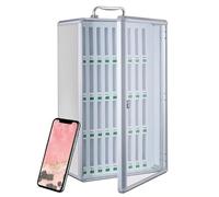 Gabinete de 24 ranuras para teléfono con cerradura montado en la pared o escritorio para escuelas y oficinas, estadísticas de carga segura para dispositivos