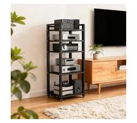 Gabinete de 5 Niveles for componentes de Audio y Video, Soporte for Reproductor Multimedia AV con estantes Ajustables, gabinete Multifuncional Hi-Fi(B-Black1)