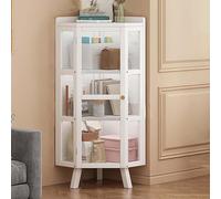 Gabinete de acrílico de esquina para curiosidades, vitrina a prueba de polvo con almacenamiento superior, organizador de pie, estantería de esquina para sala de estar, cocina, oficina en casa