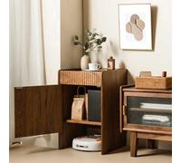 Gabinete de almacenamiento al vacío de madera vertical con puertas y cajones para sala de estar, cocina, ahorro de espacio