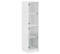 Gabinete de Almacenamiento Alto y Estrecho con Puertas de Vidrio, Vitrina Vertical Independiente con Estante de 4 Niveles, Librería Moderna Estrecha para Sala de Estar, (Blanca)