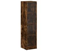 Gabinete de Almacenamiento Alto y Estrecho con Puertas de Vidrio, Vitrina Vertical Independiente con Estante de 4 Niveles, Librería Moderna Estrecha para Sala de Estar, (Roble Ahumado)