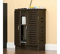 Gabinete de almacenamiento con enrutador WiFi con gestión de cables y estantes ajustables para organización de equipos multimedia