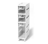 Gabinete de almacenamiento de baño con ruedas independiente con puertas y estantes, organizador de almacenamiento de papel higiénico delgado e impermeable, gabinete de almacenamiento estrecho, for esp