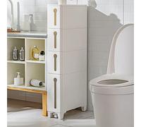 Gabinete de almacenamiento de baños estrecho 4 cajón Slim Tower nizer con ruedas de almacenamiento lateral independiente para WC SpaceSaving Solution for Small Spaces de alta capacidad