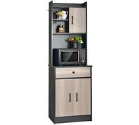 Gabinete de almacenamiento de buffet de cocina de tres puertas de 71 pulgadas con carrito estantes ajustables negro/blanco (color: D, tamaño: como se muestra) (D como se muestra)