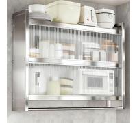 Gabinete de almacenamiento de cocina de acero inoxidable con puertas corredizas, barra para colgar, armario de pared fácil de limpiar para baño, sala de estar, lavandería y garaje (60 x 32 x 71 cm)