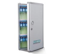 Gabinete de almacenamiento de llaves - 24/32/48/72/96/120/150/180 ganchos - Llave de aluminio montada en la pared con agujeros preperforados - Color plateado - Perfecto para uso doméstico y de oficina