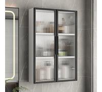 Gabinete de almacenamiento de madera montado en la pared con puertas de cristal que ahorra espacio sobre el inodoro, botiquín para baño, cocina y dormitorio, diseño de madera maciza, elegante y