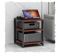 Gabinete de almacenamiento de medios ajustable con estantes de madera para componentes de entretenimiento en el hogar y organización de espacios de esquina