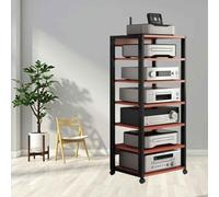 Gabinete De Almacenamiento De Medios AV Equipo HiFi con Ruedas 7 Niveles Torre Soporte De Audio, Estante De Consola De Juegos(Red)