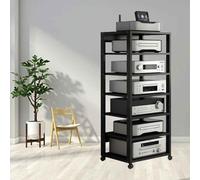Gabinete De Almacenamiento De Medios AV Equipo HiFi con Ruedas 7 Niveles Torre Soporte De Audio, Estante De Consola De Juegos(Negro)