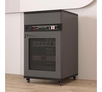 Gabinete de almacenamiento de medios con estantes ajustables,organizador de gabinete independiente de piso con puertas,soporte de gabinete de componente de medios AV ajustable(Gray,90cm/35.4in)