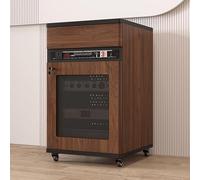 Gabinete de almacenamiento de medios con estantes ajustables,organizador de gabinete independiente de piso con puertas,soporte de gabinete de componente de medios AV ajustable(Walnut,90cm/35.4in)