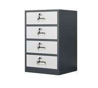 Gabinete de almacenamiento de metal azul con cerradura de 4 cajones con estantes ajustables, opción segura y eficiente para la organización de archivos de oficina en casa