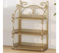 Gabinete de almacenamiento de metal estrecho - Estantería plegable de 3/4/5 niveles para oficina en casa, dormitorio y sala de estar, estantería portátil sin montaje (dorado, 65 cm)