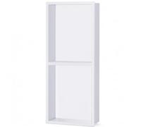 Gabinete de almacenamiento de pared empotrable de acero inoxidable 304 para baño, estante nizer integrado, calidad de hotel, 320 x 320 x 125 mm, acabado blanco