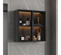 Gabinete de almacenamiento de pared, marco de aleación de aluminio, gabinete de medicina de madera maciza para baño y cocina, elegante solución de almacenamiento para comedor y decoración del hogar