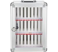 Gabinete de almacenamiento de teléfono montado en la pared con cerradura para 24 dispositivos móviles, capacidad de 60 ranuras, color plateado, ideal para oficinas y espacios públicos, estación de