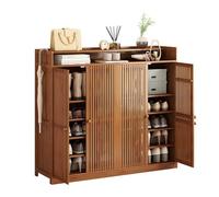 Gabinete de almacenamiento de zapatos con cajones abatibles, gabinete de zapatos de bambú con puertas para la entrada, gabinete organizador de zapatos para 15-30 pares, ahorro de espacio, para el pasi