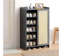 Gabinete de Almacenamiento de Zapatos de bambú con Puerta corredera, Organizador de náufrago Independiente para Entrada, Pasillo y Oficina, diseño Gris Elegante (60x32x93cm) - Solución de Ahorro de