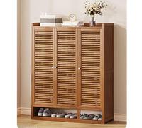 Gabinete de almacenamiento de zapatos de bambú, organizador de zapatos independiente con puertas de rejilla para entrada, pasillo, armario o dormitorio, diseño moderno