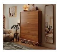 Gabinete de almacenamiento de zapatos organizador de zapatos independiente gabinete de almacenamiento de zapatos oculto con estante ajustable con 3 cortinas abatibles y estantes abiertos (60 x 17 x