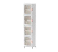 Gabinete de almacenamiento estrecho con estantes ajustables, nizer de plástico plegable portátil para baño, cuenta con puertas y contenedores de almacenamiento, solución de ahorro de espacio para la