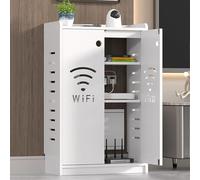 Gabinete De Almacenamiento For Enrutador WiFi, Caja De Almacenamiento De Cables Oculta De Pie, Regleta De Enchufes, Organizador De Cables, Gabinetes Multimedia(White,60*25*50cm/23.6*9.8*19.7in)
