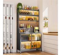 Gabinete de almacenamiento independiente de 6 niveles de metal multicapa con estantes ajustables, moderno mueble de cocina versátil para microondas y electrodomésticos
