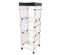 Gabinete de Almacenamiento Móvil para Juguetes de Muñecas, Almacenamiento de Animales de Peluche con Bolsillos de Malla, Ruedas Giratorias de 360 grados, Banda Elástica,