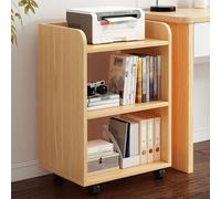 Gabinete de almacenamiento móvil rodante debajo del escritorio con estante giratorio, organizador de alta capacidad, maximiza el espacio de oficina (color: madera tamaño: grande)