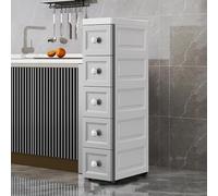 Gabinete de almacenamiento multifuncional delgado para baño y cocina, cajón que ahorra espacio, diseño alto y estrecho para áreas pequeñas, solución de almacenamiento eficiente