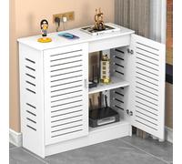 Gabinete de almacenamiento para enrutador WiFi con estantes ajustables, organizador de medios de doble cubierta, regleta de alimentación y ocultador de gestión de cables