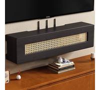 Gabinete de almacenamiento para enrutador WiFi montado en la pared con diseño de ratán, caja oculta para organización del hogar y la oficina