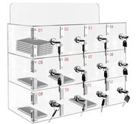 Gabinete de almacenamiento para teléfono montado en la pared transparente con cerradura con ranuras numeradas 6/9/12/15/20/25/30 compartimentos para un fácil acceso y seguridad