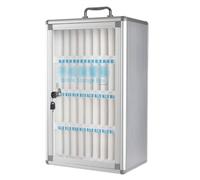 Gabinete de almacenamiento para teléfono móvil de aleación de aluminio con 36 ranuras, soporte portátil para teléfono celular, para eventos, color plateado, perfecto para empresas y reuniones