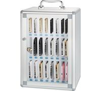 Gabinete de almacenamiento para teléfonos celulares, caja de almacenamiento con soporte para teléfonos celulares de aleación de aluminio, organizador, caja de casillero de almacenamiento con gráfico