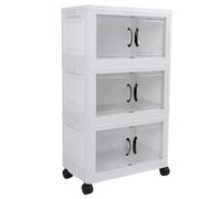 Gabinete de Almacenamiento, Plástico Engrosado, Contenedor de Almacenamiento Apilable de Gran Capacidad, No Requiere Instalación, Organizadores de Armario con Ruedas para Ropa,