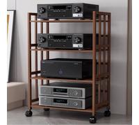 Gabinete de audio con ruedas, soporte estéreo móvil de esquina de altura ajustable, reproductor de DVD de 4 niveles, organizador de equipos de TV para cine en casa (ancho: 50 cm)