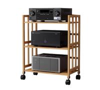 Gabinete de audio de 3 niveles con estante ajustable, soporte de TV móvil para oficina, sala de estar, reproductor de discos en casa, gabinete estéreo para reproductor de DVD, consola de juegos,