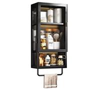 Gabinete De Baño Colgante En La Pared, Gabinete Colgante Sobre El Baño Gabinete De Maquillaje De Baño Sin Perforación Trae Una Toalla. Para Baño, Sala De Estar ( Color : Black , Tamaño : 30x14.5x70cm
