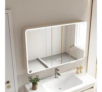 Gabinete de baño con espejo de baño con luz LED iluminada, botiquín inteligente para baño, gabinete de espejo de maquillaje, botiquín con espejo HD, con espejo HD, con (tamaño: 90 x 13 x 70 cm), color