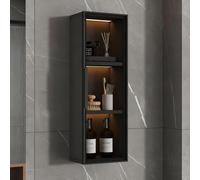 Gabinete de baño de pared con puerta de vidrio, gabinete de especias de cocina de pared, organizador de maquillaje, botiquín, para sala de estar, dormitorio(Dark gray,30x75x14CM/11.8x29.5x5.5in)