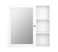 Gabinete de baño de una sola puerta con 3 compartimentos, armario de almacenamiento de MDF con pintura en aerosol, color blanco (D como se muestra)