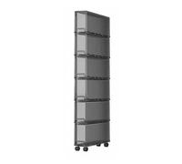 Gabinete de baño delgado para inodoro alto y estrecho, 6 estantes, solución de almacenamiento para espacios pequeños, diseño moderno y eficiente